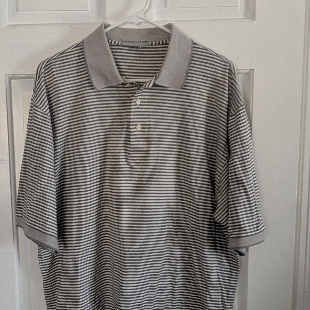 Men’s Polo Jack Nicklaus Size XL White/Black/Stripped 3 Button Golf